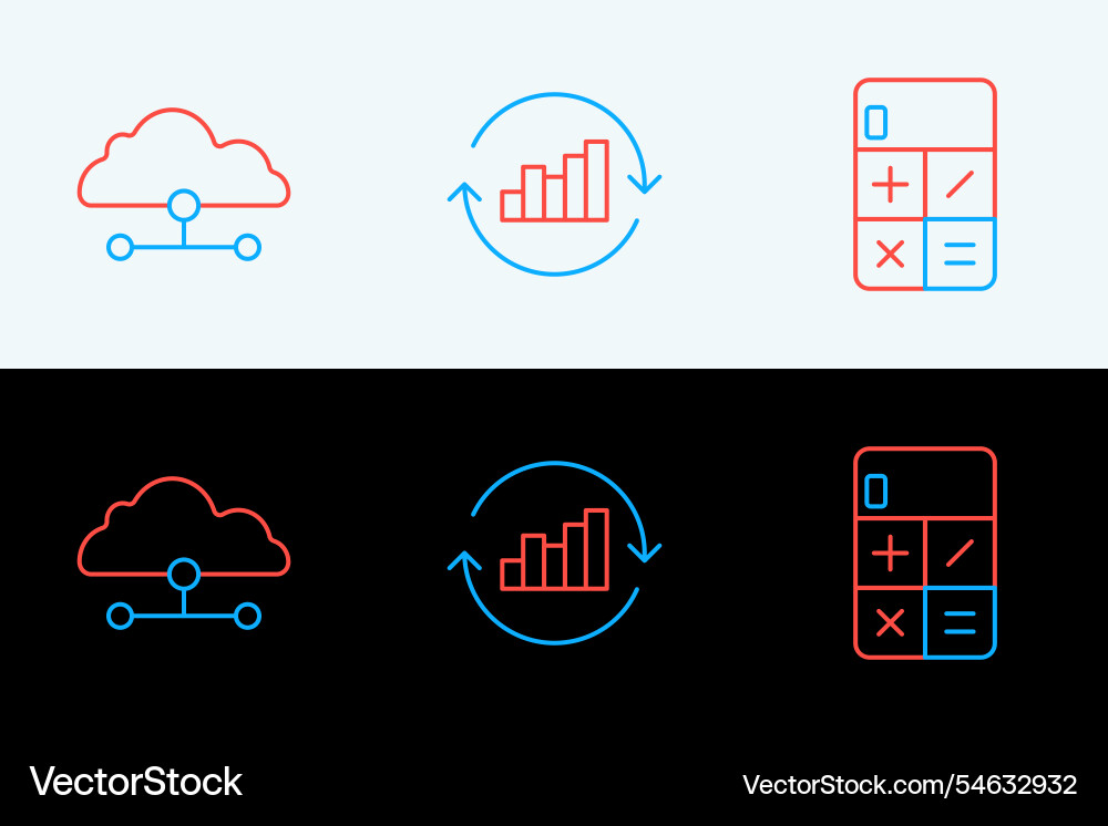 Set line calculator network cloud connection Set line calculator network cloud connection vector image