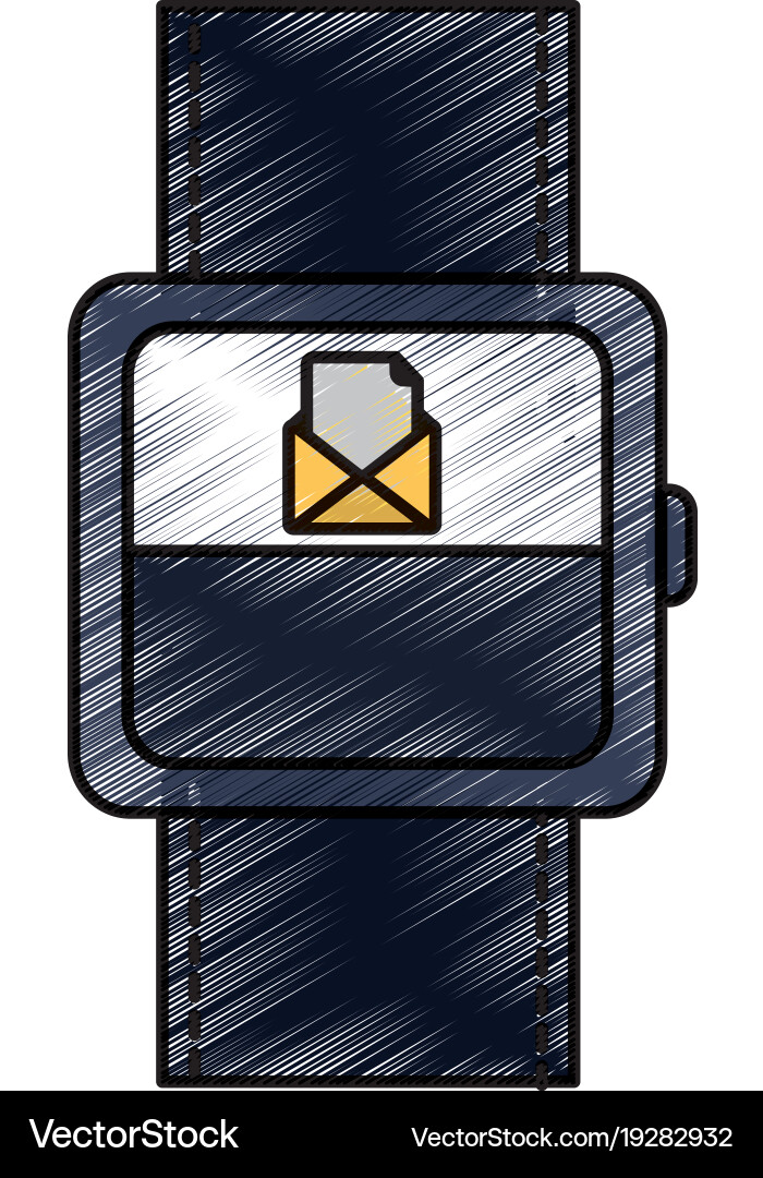 Smartwatch with open message envelope on screen Vector Image