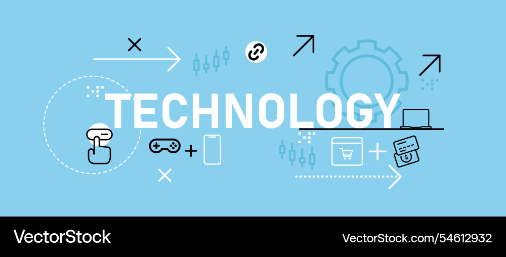 Technology conceptual web header design light blue Technology conceptual web header design light blue vector image