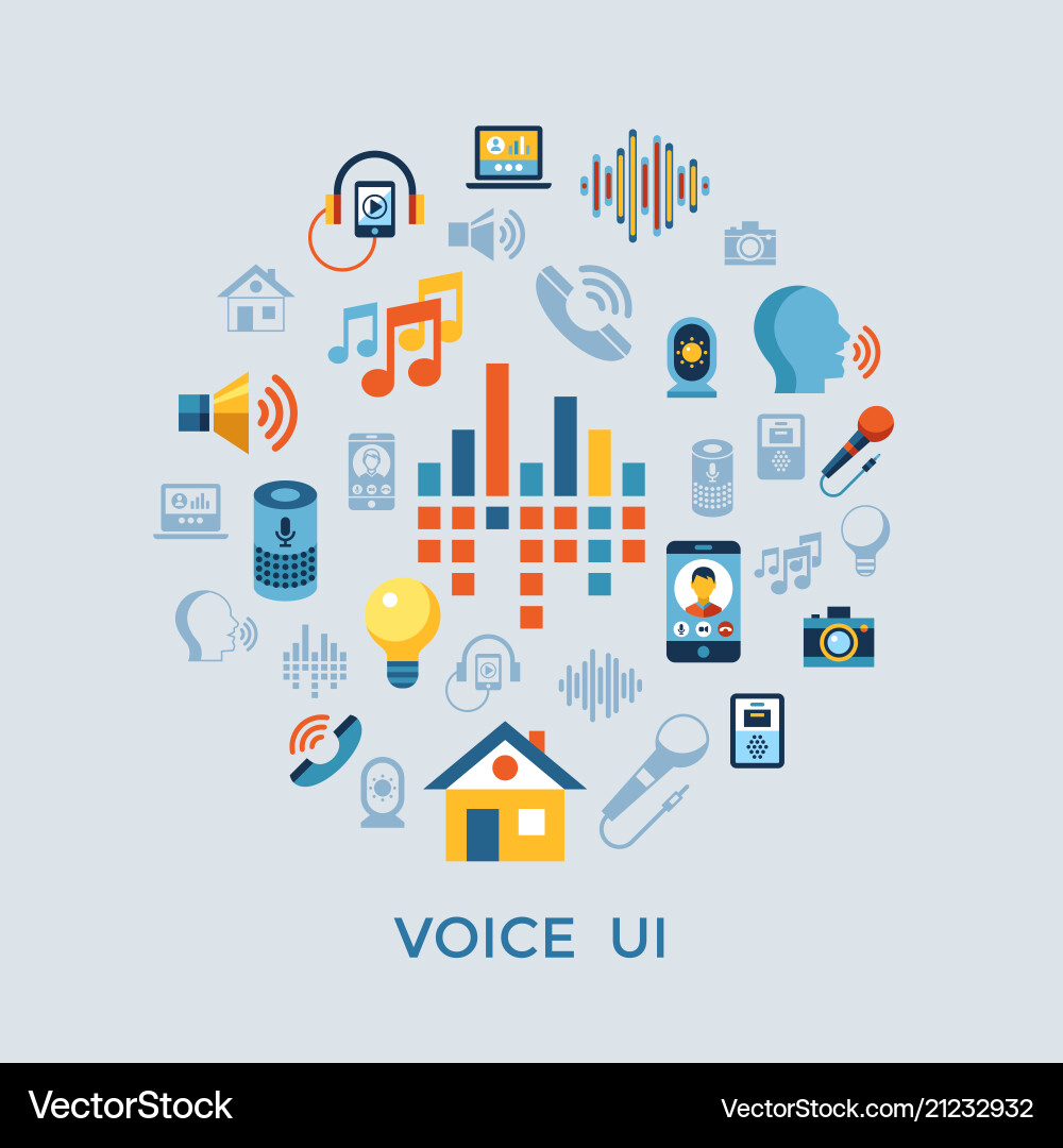 Voice user interface icon set Voice user interface icon set vector image