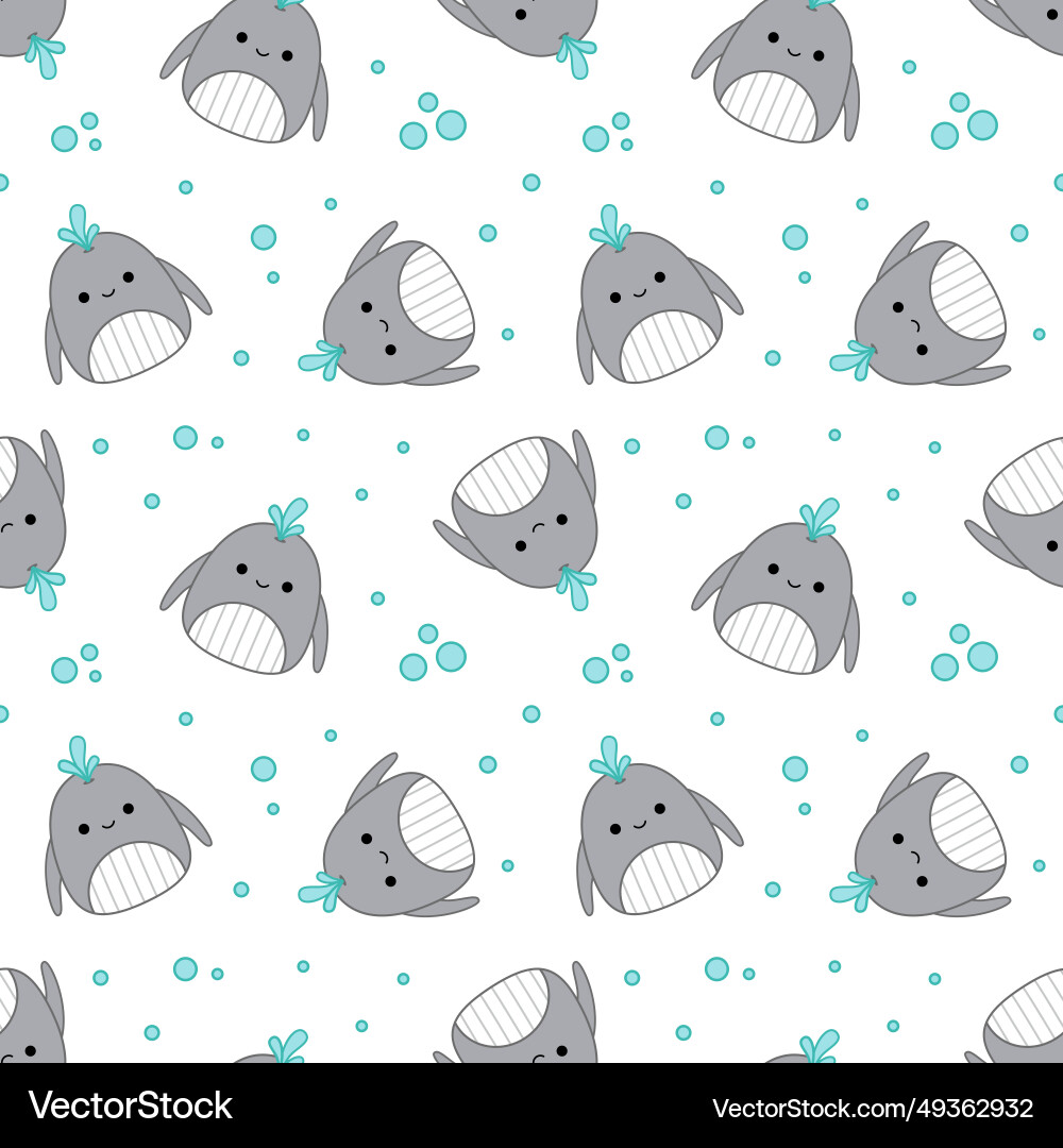 Whales and bubbles on seamless pattern Vector Image