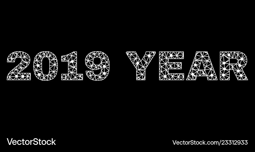 2019 year text in polygonal mesh style 2019 year text in polygonal mesh style vector image