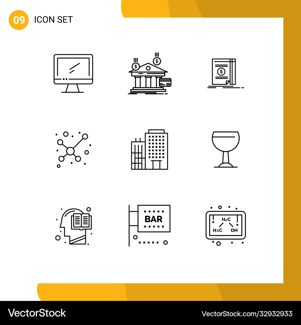 9 universal outlines set for web and mobile vector image