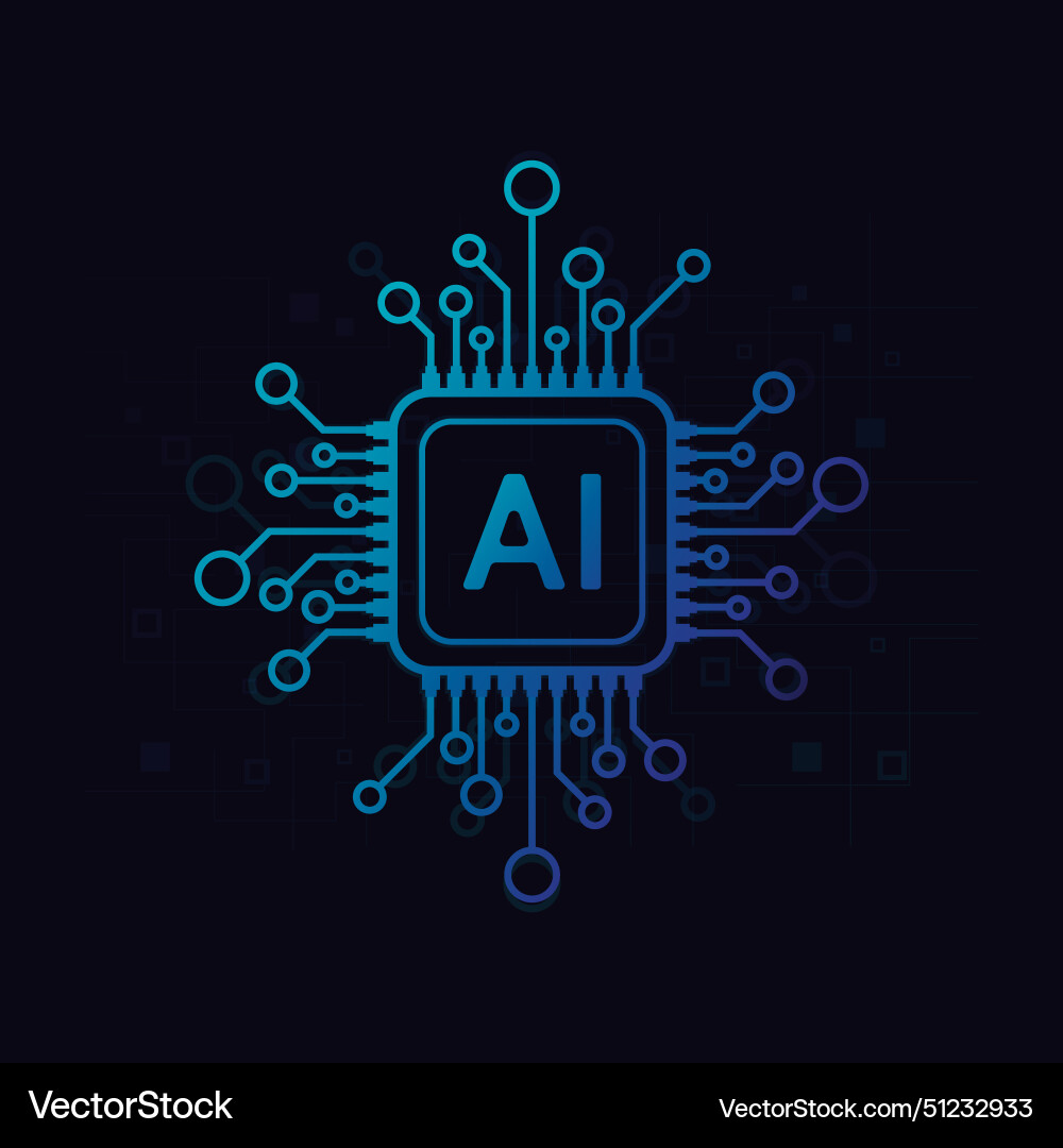 Artificial intelligence circuit line style Artificial intelligence circuit line style vector image