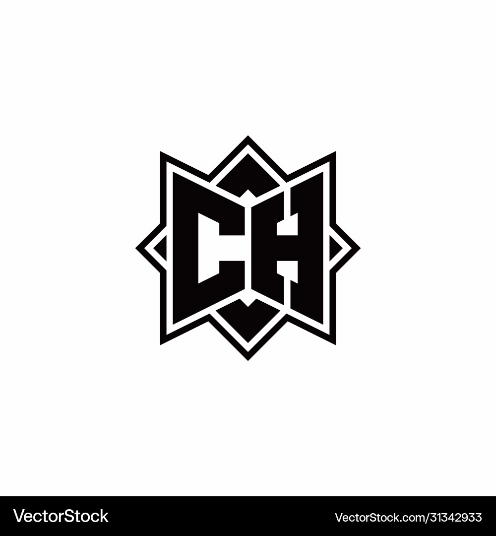 Ch monogram logo with square rotate style outline vector image