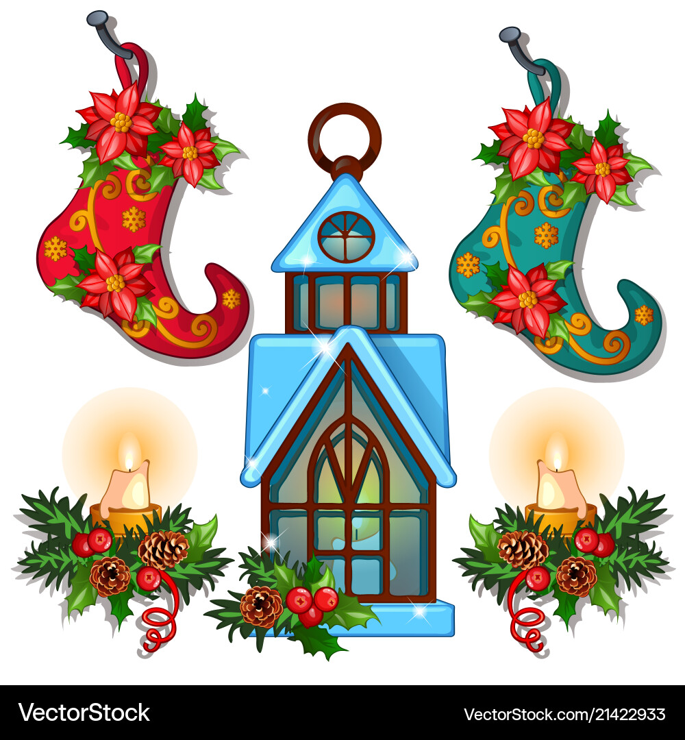 Christmas & New Year Festive Elements vector image