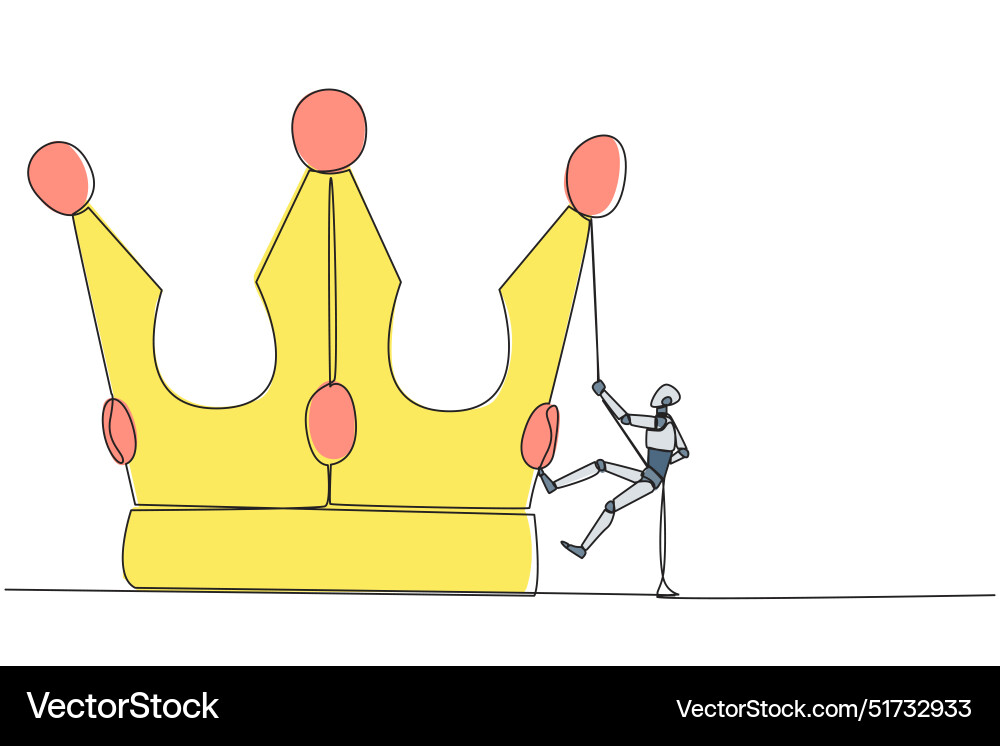 Continuous one line drawing the robot climbing Continuous one line drawing the robot climbing vector image