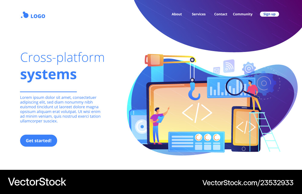 Cross-platform development concept landing page Cross-platform development concept landing page vector image