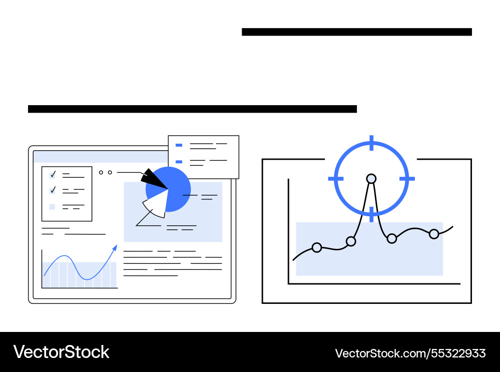 Data analysis tools with pie charts line graphs Vector Image