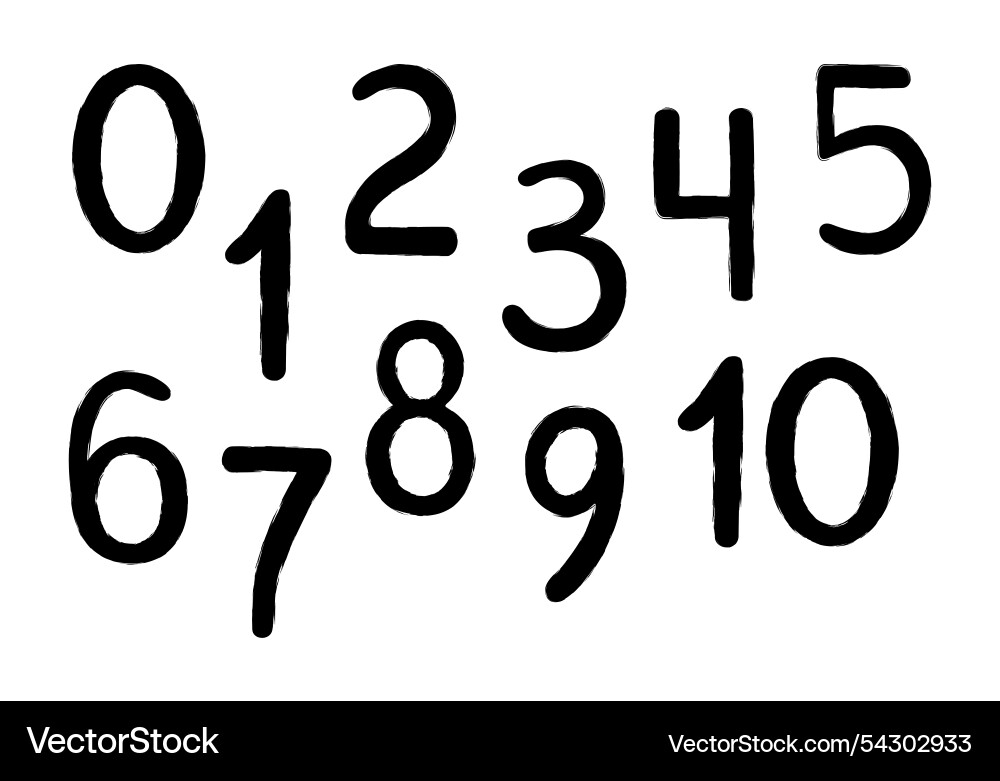Digits numbers in hand drawn doodle style Digits numbers in hand drawn doodle style vector image