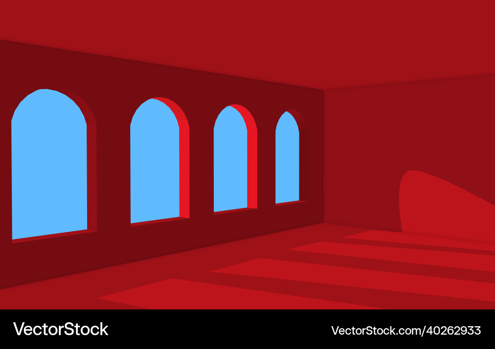 Empty red room with window and shadows Empty red room with window and shadows vector image