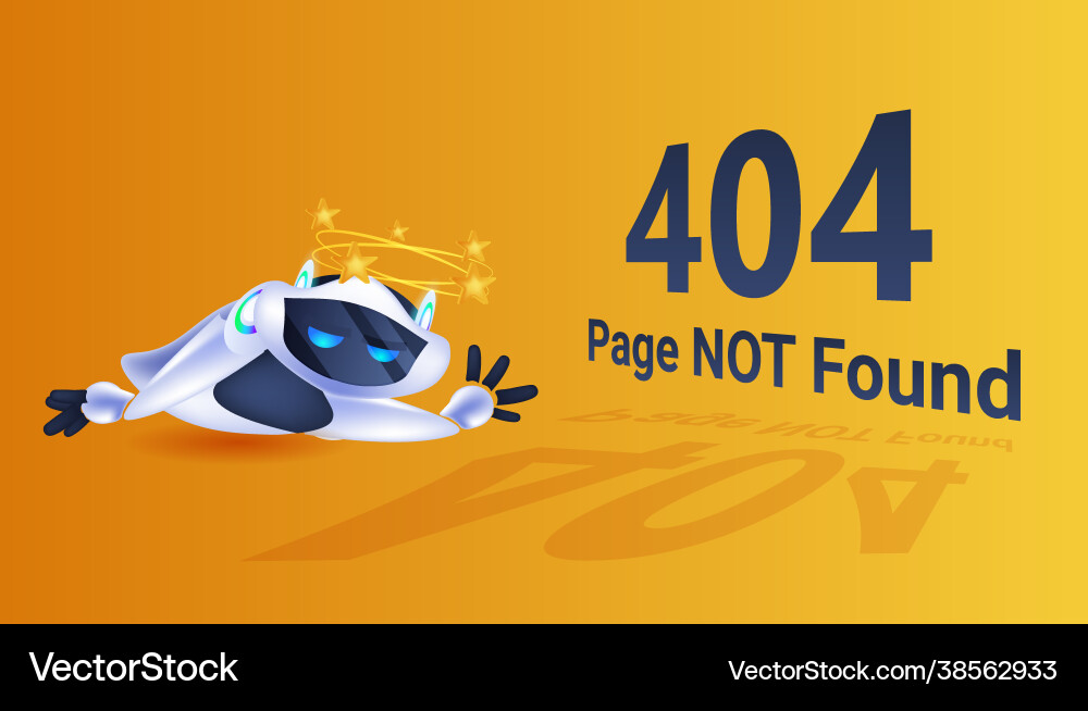 Frustrated robot 404 page not found error Frustrated robot 404 page not found error vector image