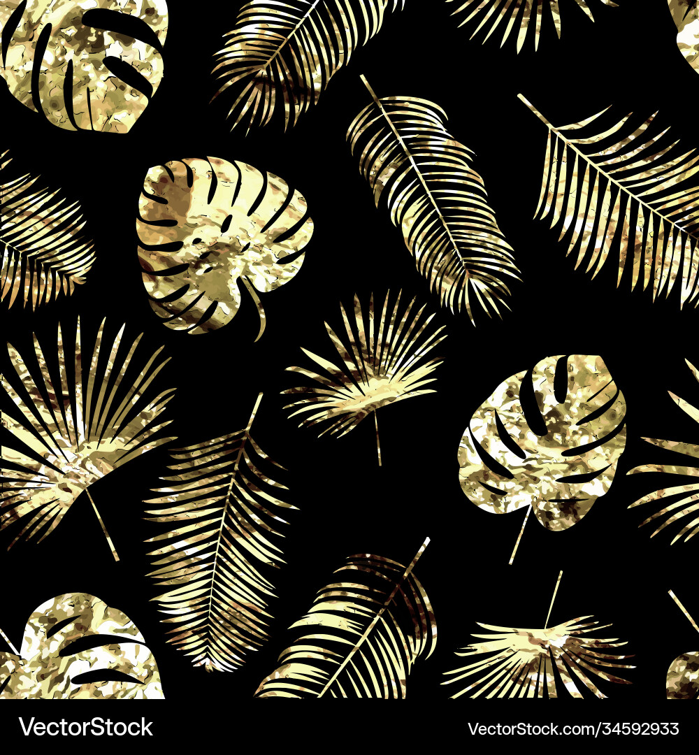 Golden Palm Leaf Pattern Vector Image