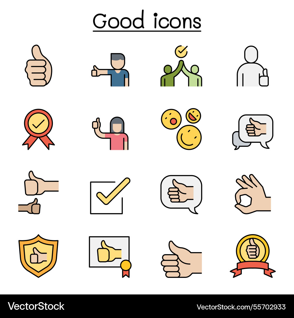 Good approve confirm verify quality icon set Good approve confirm verify quality icon set vector image