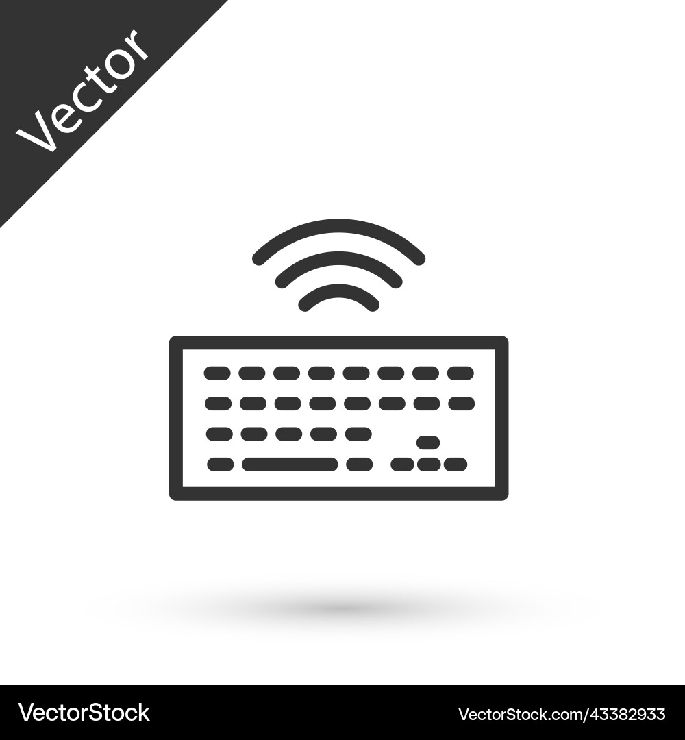 Grey line wireless computer keyboard icon isolated Grey line wireless computer keyboard icon isolated Vector Image
