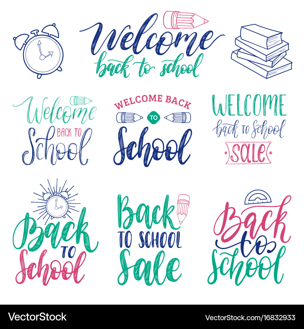 Hand Lettered Back to School Prints Vector Image