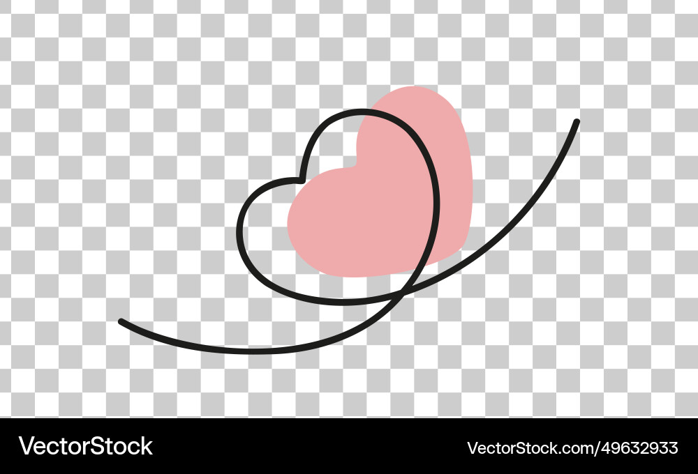 Heart with one line without background design Vector Image
