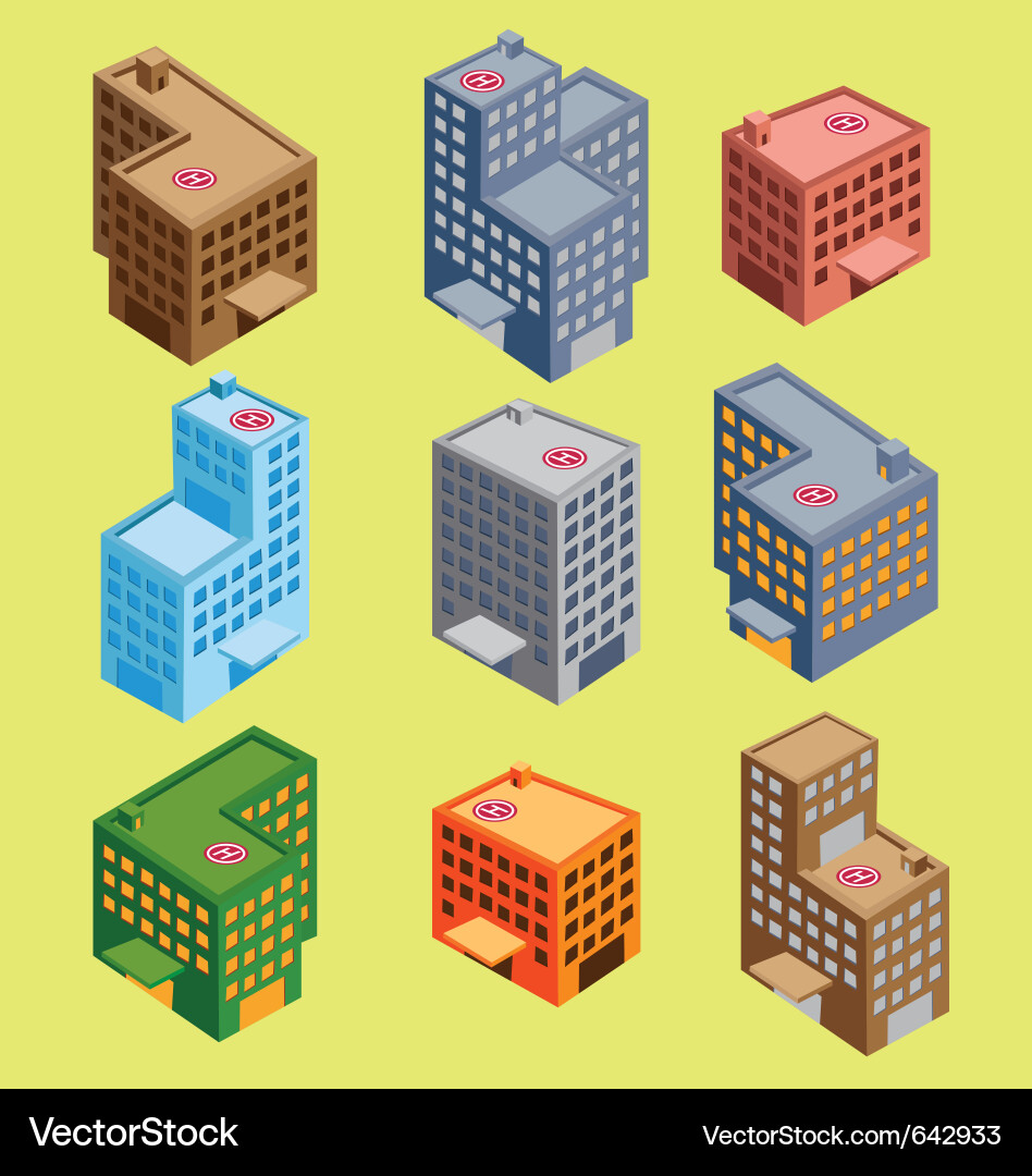 Isometric building Royalty Free Vector Image - VectorStock
