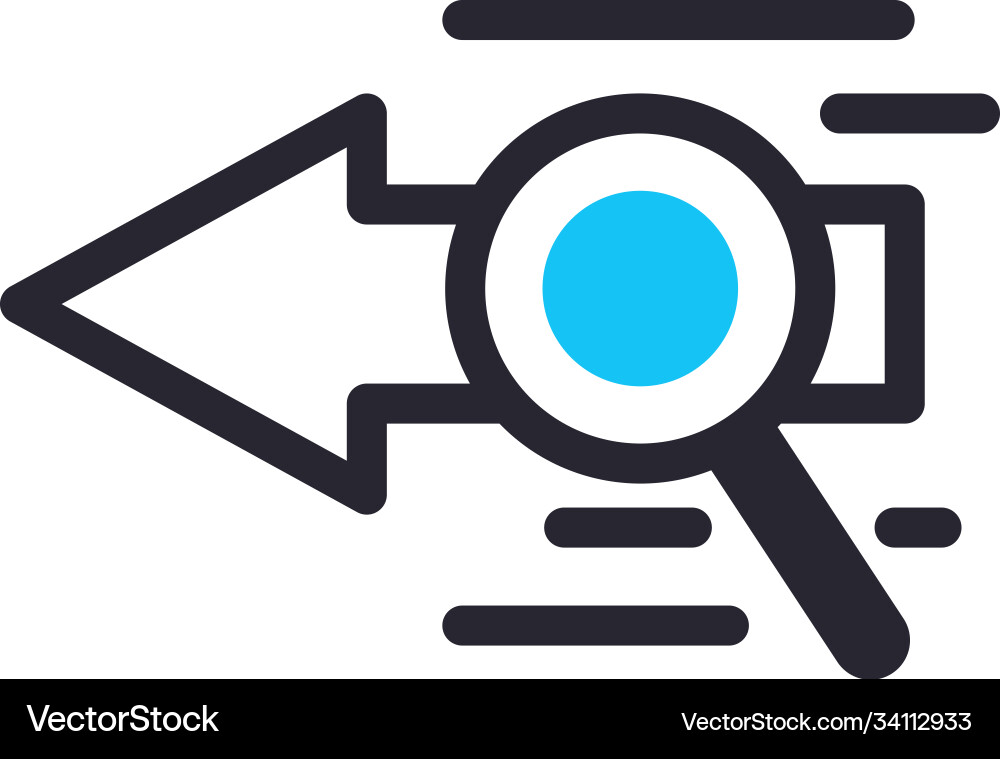Lupe with arrow line and fill style icon Lupe with arrow line and fill style icon vector image