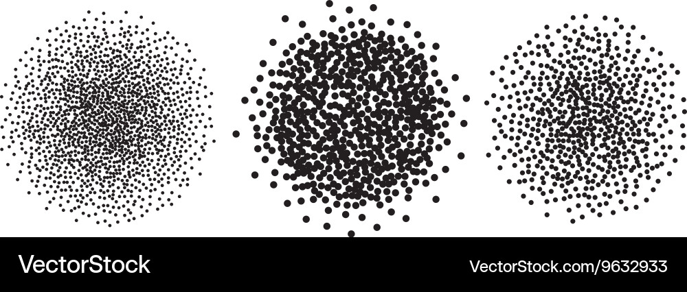Set of abstract halftone design circle elements Vector Image
