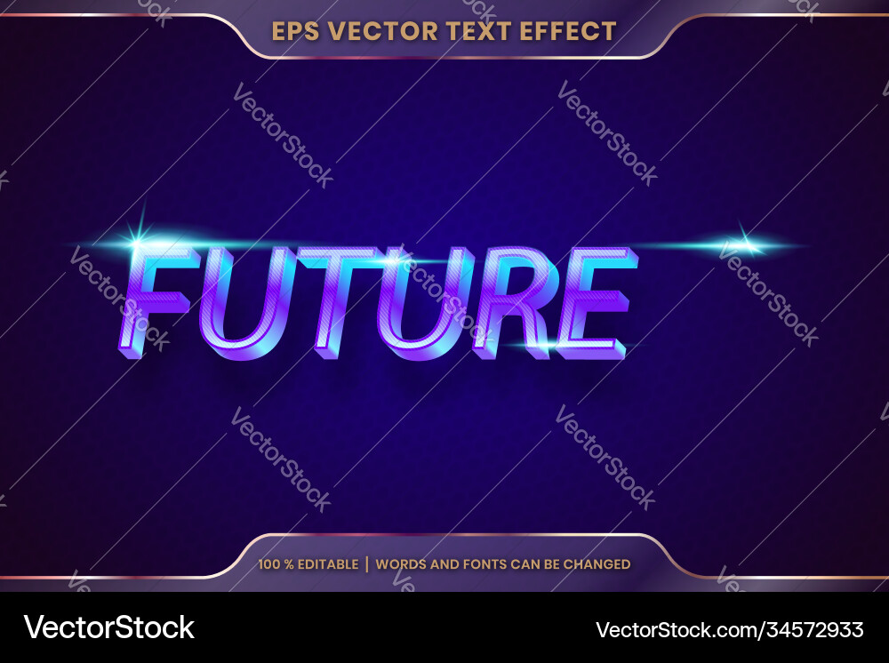 Text effect in 3d future words font styles theme Text effect in 3d future words font styles theme vector image