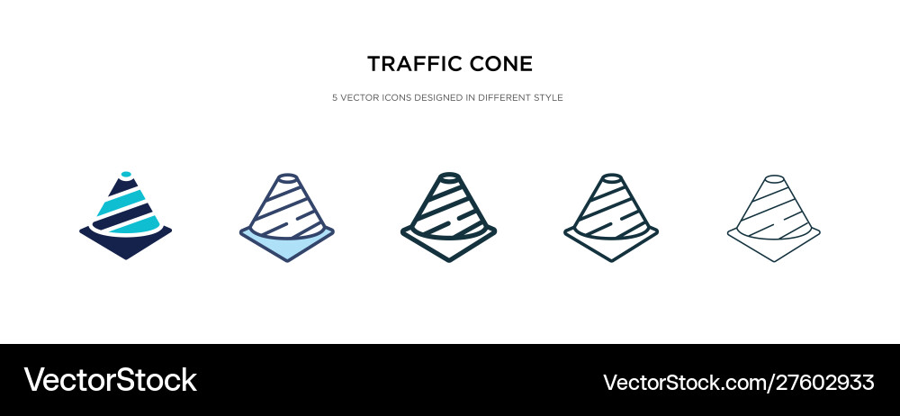 Traffic cone icon in different style two colored Traffic cone icon in different style two colored vector image