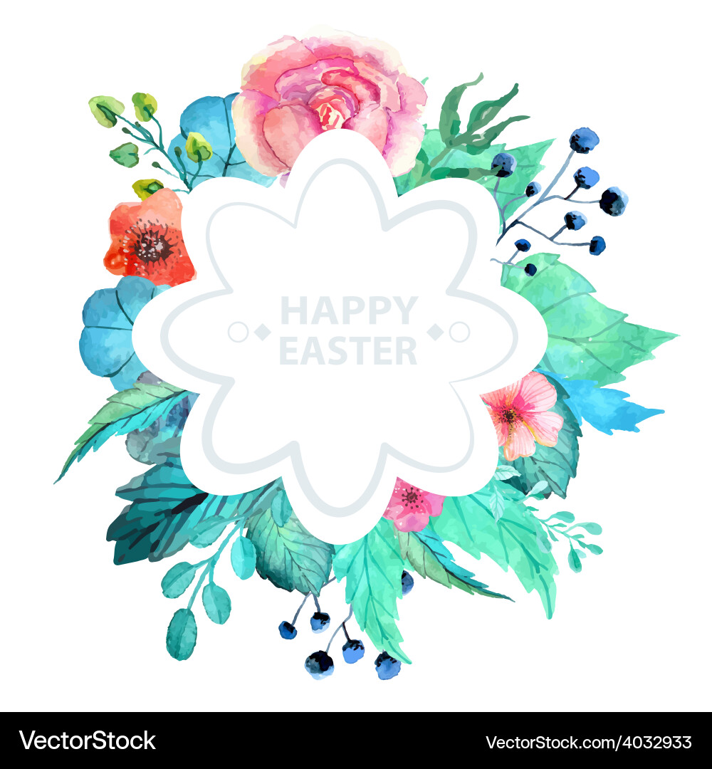 Watercolor Easter Flower Sticker Vector Image