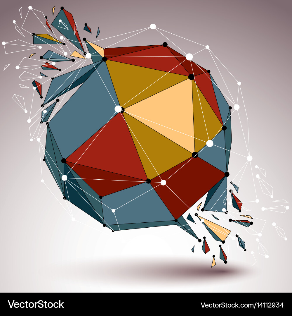 3d low poly digital object with connected lines vector image