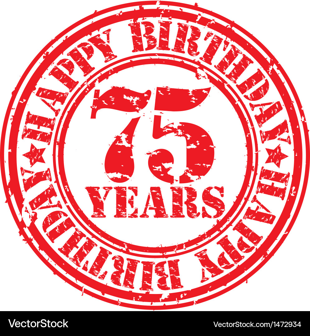 75 Geburtstag Gummistempel - Grunge Style vektorbild