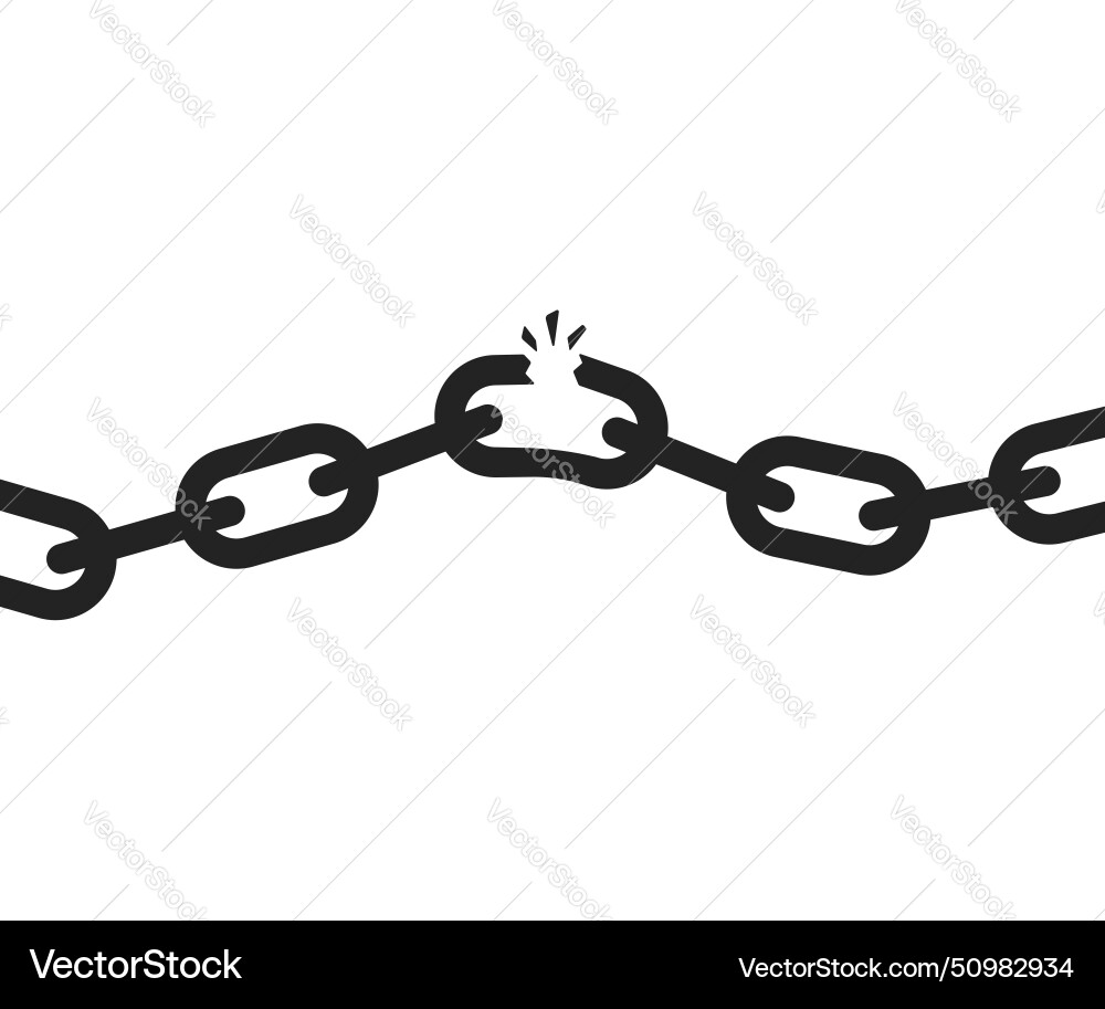 Abstract broken chain like failure connection Abstract broken chain like failure connection Vector Image