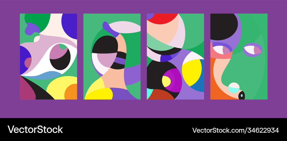 Abstract colorful geometric and curvy pattern vector image