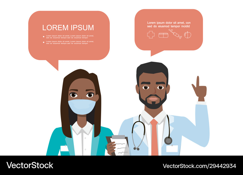 Black african american couple doctors hospital Black african american couple doctors hospital vector image