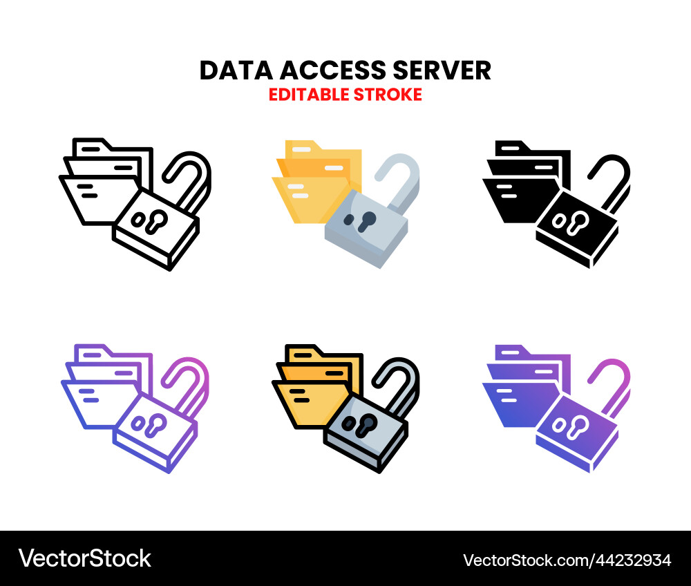Data access server icon set with different style Data access server icon set with different style vector image