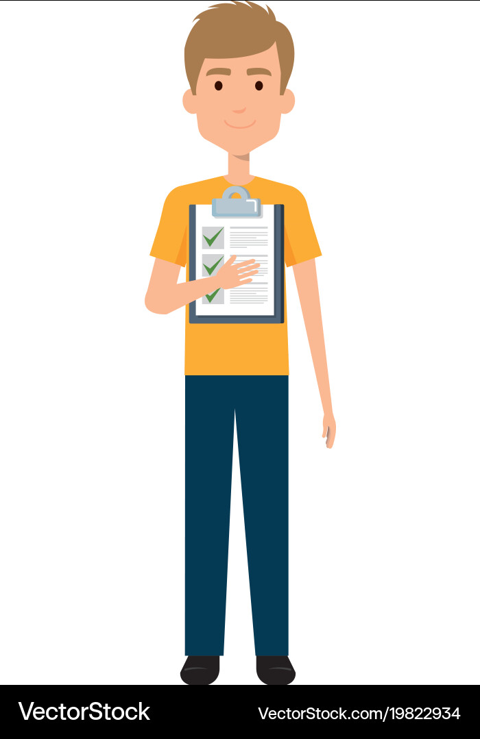 Delivery worker with checklist avatar character Vector Image