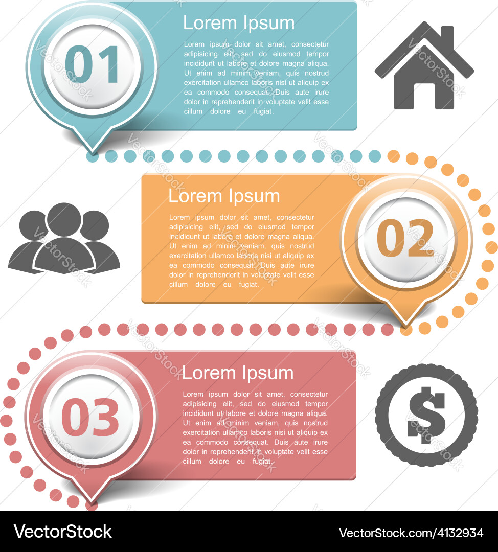 Design template with three steps vector image