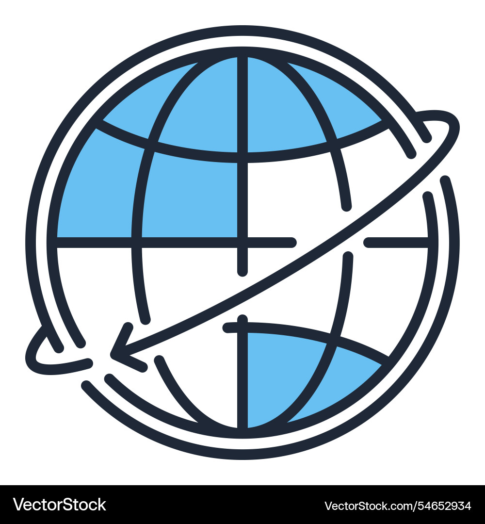 Earth globe and arrow around blue icon or sign Earth globe and arrow around blue icon or sign vector image