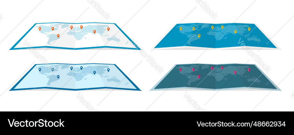 Four-fold world map drawn with circular dots Four-fold world map drawn with circular dots vector image