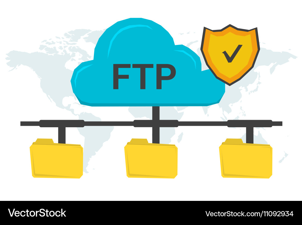 Ftp concept with three folders Vector Image