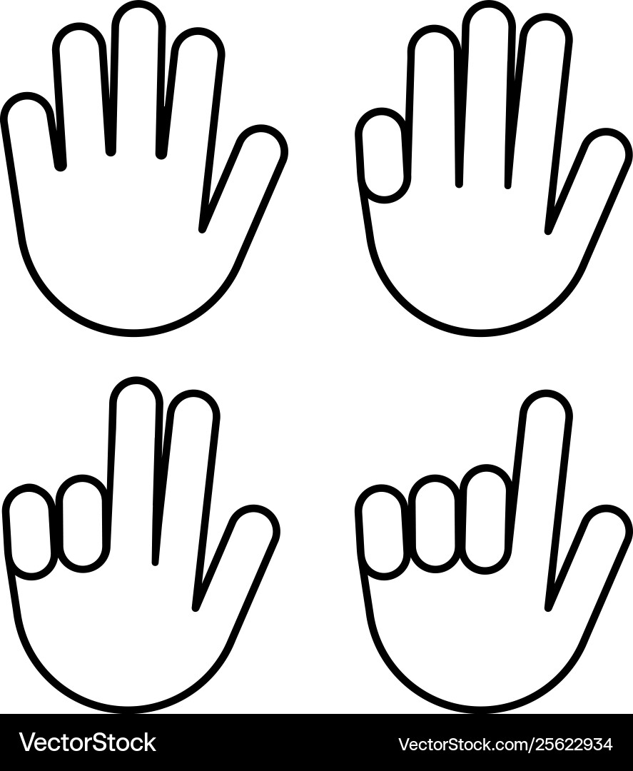 Hand icons with finger count gesture symbols Vector Image
