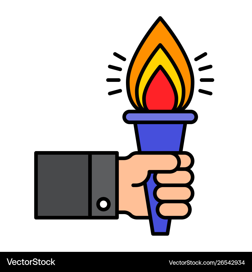 Hand with torch filled style editable outline Vector Image