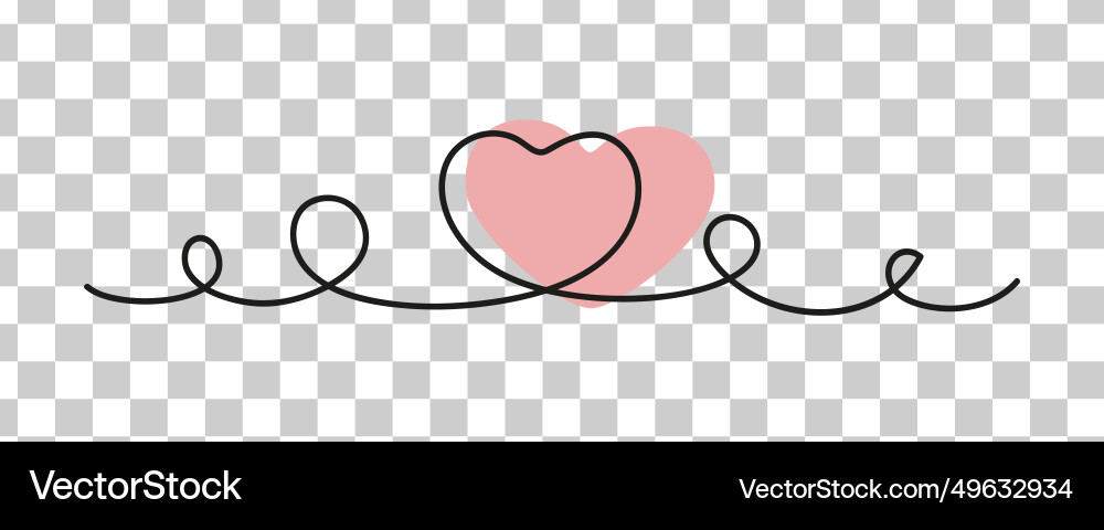 Heart with one line curls without background Vector Image