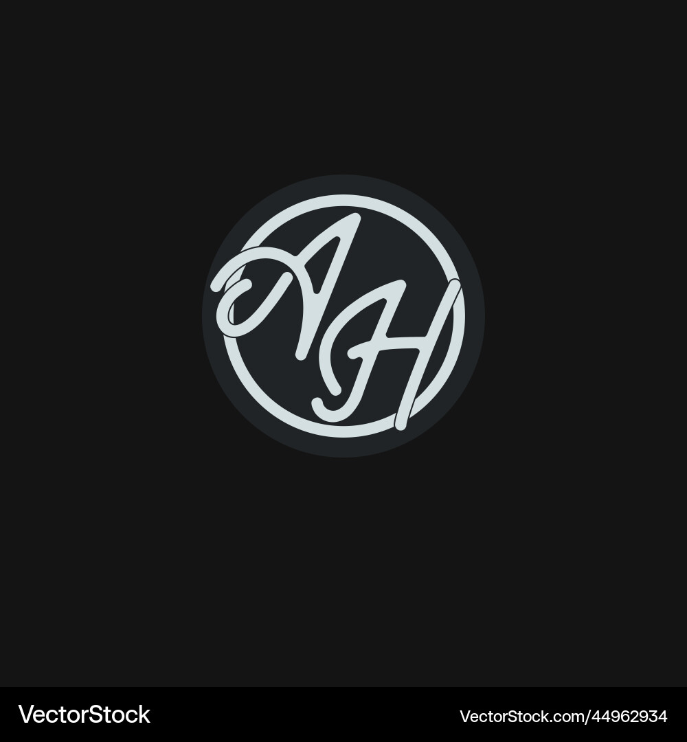 Initials ah logo monogram with simple circle line Vector Image
