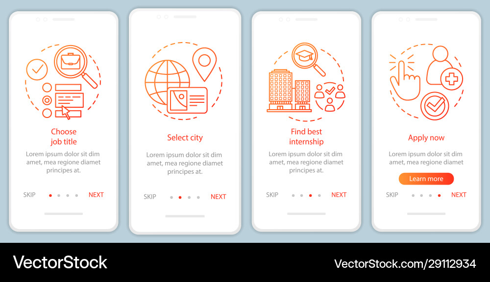 Internship program onboarding mobile app page Internship program onboarding mobile app page vector image