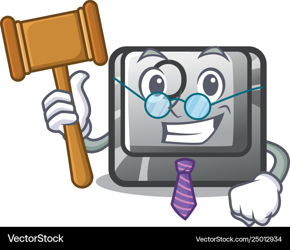 Judge o button installed on mascot computer vector image