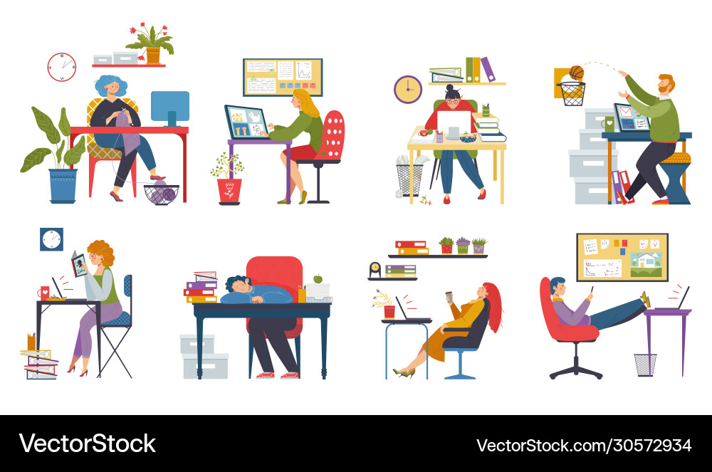 Lazy Workers, Procrastination vector image