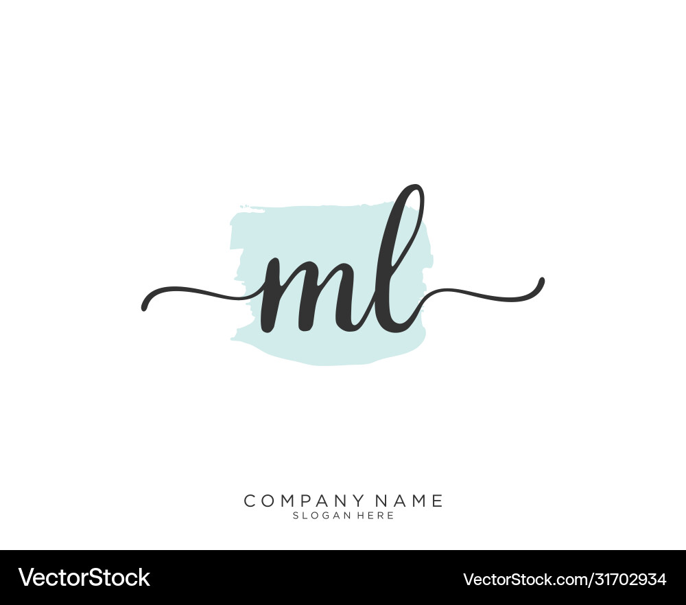 Ml initial handwriting logo design Vector Image