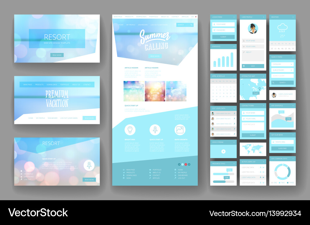 Modern Website Header & UI Elements vector image