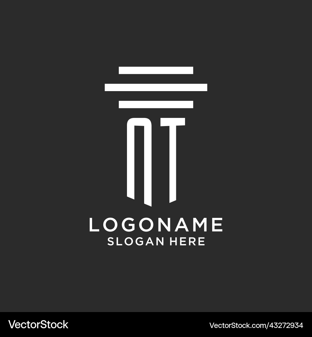 Nt initials with simple pillar logo design Vector Image