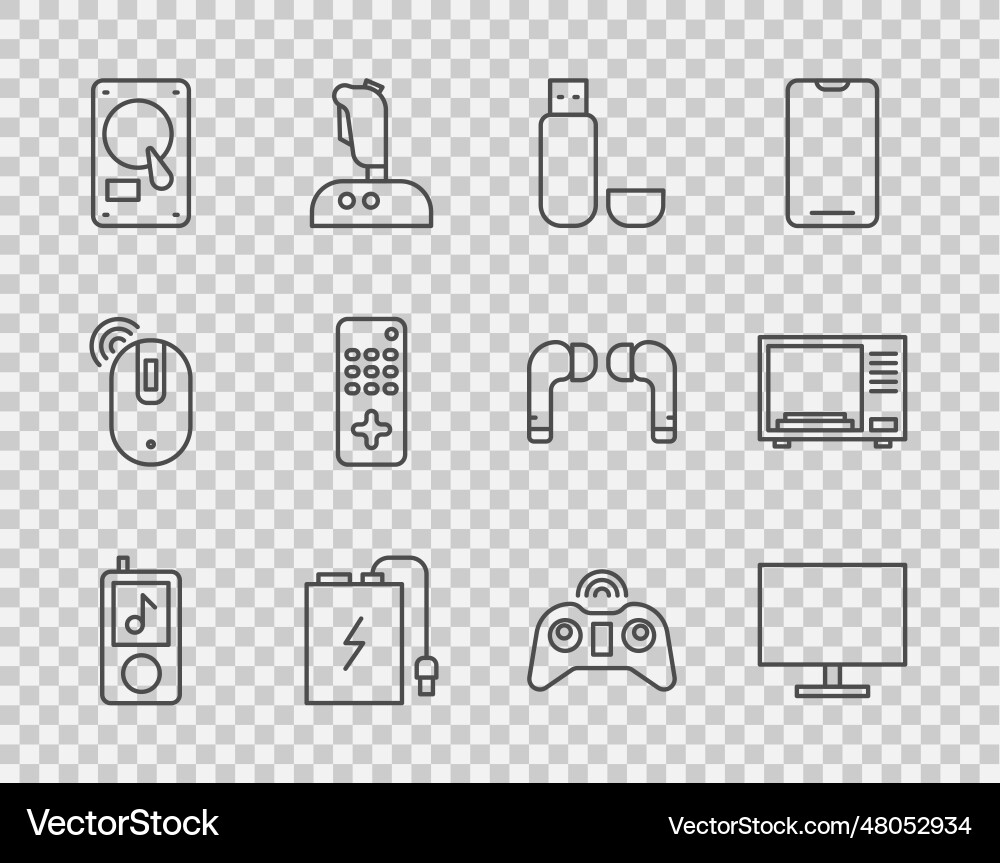 Set line music player computer monitor screen Set line music player computer monitor screen vector image