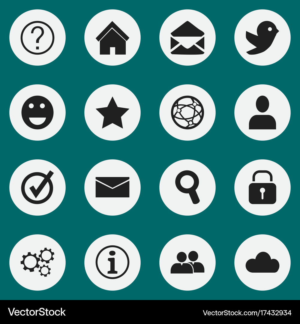 Set of 16 editable web icons includes symbols vector image